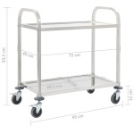 vidaXL Cărucior de bucătărie 2 niveluri 95x45x83,5 cm oțel inoxidabil vidaXL Cărucior de bucătărie 2 niveluri 95x45x83,5 cm oțel inoxidabil