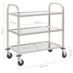 vidaXL Cărucior de bucătărie 3 niveluri 96,5x55x90 cm oțel inoxidabil vidaXL Cărucior de bucătărie 3 niveluri 96,5x55x90 cm oțel inoxidabil