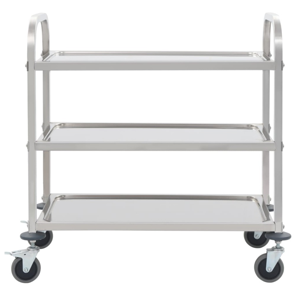 vidaXL Cărucior de bucătărie 3 niveluri 95x45x83,5 cm oțel inoxidabil