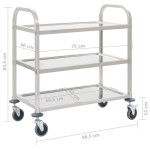 vidaXL Cărucior de bucătărie 3 niveluri 95x45x83,5 cm oțel inoxidabil vidaXL Cărucior de bucătărie 3 niveluri 95x45x83,5 cm oțel inoxidabil