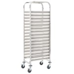 vidaXL Cărucior bucătărie pentru 16 tăvi, 38x55x163cm, oțel inoxidabil vidaXL Cărucior bucătărie pentru 16 tăvi, 38x55x163cm, oțel inoxidabil