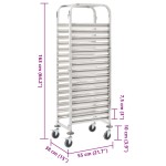 vidaXL Cărucior bucătărie pentru 16 tăvi, 38x55x163cm, oțel inoxidabil vidaXL Cărucior bucătărie pentru 16 tăvi, 38x55x163cm, oțel inoxidabil