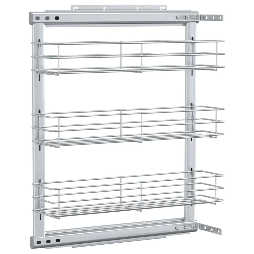 vidaXL Coș sârmă bucătărie retractabil 3 raft argintiu 47x15,5x55,5 cm