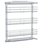 vidaXL Coș sârmă bucătărie retractabil 3 raft argintiu 47x15,5x55,5 cm vidaXL Coș sârmă bucătărie retractabil 3 raft argintiu 47x15,5x55,5 cm