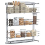 vidaXL Coș sârmă bucătărie retractabil 3 raft argintiu 47x15,5x55,5 cm vidaXL Coș sârmă bucătărie retractabil 3 raft argintiu 47x15,5x55,5 cm