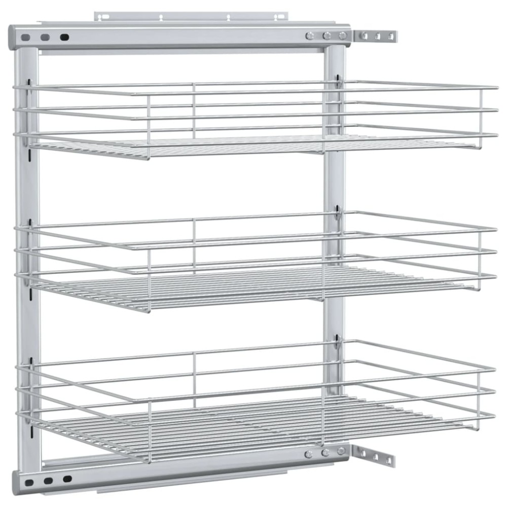 vidaXL Coș sârmă bucătărie retractabil 3 niveluri argintiu 47x35x56 cm