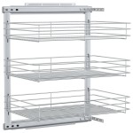 vidaXL Coș sârmă bucătărie retractabil 3 niveluri argintiu 47x35x56 cm vidaXL Coș sârmă bucătărie retractabil 3 niveluri argintiu 47x35x56 cm