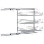 vidaXL Coș sârmă bucătărie retractabil 3 niveluri argintiu 47x35x56 cm vidaXL Coș sârmă bucătărie retractabil 3 niveluri argintiu 47x35x56 cm