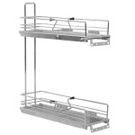 vidaXL Coș sârmă bucătărie retractabil 2 rafturi argintiu 47x15x54,5cm vidaXL Coș sârmă bucătărie retractabil 2 rafturi argintiu 47x15x54,5cm