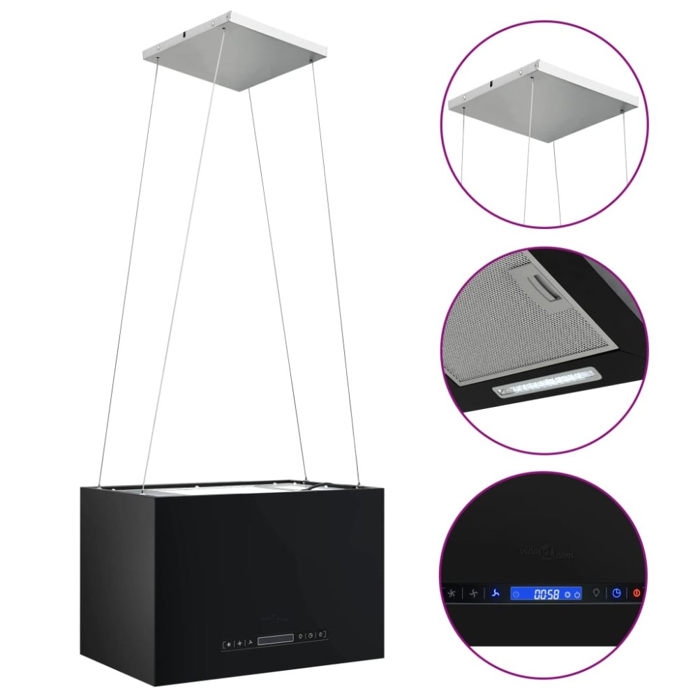 vidaXL Hotă suspendată insulă LCD senzor tactil 55 cm oțel