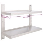 vidaXL Etajeră de perete cu două rafturi, 100 x 30 cm, oțel inoxidabil