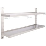 vidaXL Etajeră de perete cu 2 rafturi, 150 x 30 cm, oțel inoxidabil