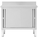 vidaXL Masă de lucru cu uși glisante 100x50x(95-97)cm oțel inoxidabil vidaXL Masă de lucru cu uși glisante 100x50x(95-97)cm oțel inoxidabil