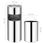 vidaXL Coș de gunoi cu scrumieră, pentru hotel, oțel inoxidabil, 30 L vidaXL Coș de gunoi cu scrumieră, pentru hotel, oțel inoxidabil, 30 L