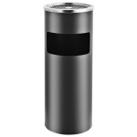 vidaXL Coș de gunoi cu scrumieră, pentru hotel, gri, oțel, 30 L vidaXL Coș de gunoi cu scrumieră, pentru hotel, gri, oțel, 30 L