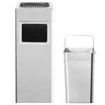 vidaXL Coș de gunoi cu scrumieră, pentru hotel, oțel inoxidabil, 36 L vidaXL Coș de gunoi cu scrumieră, pentru hotel, oțel inoxidabil, 36 L