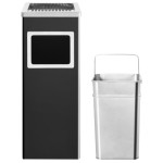 vidaXL Coș de gunoi cu scrumieră, pentru hotel, negru, oțel, 36 L vidaXL Coș de gunoi cu scrumieră, pentru hotel, negru, oțel, 36 L