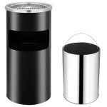 vidaXL Coș de gunoi de perete cu scrumieră, negru, oțel, 26 L vidaXL Coș de gunoi de perete cu scrumieră, negru, oțel, 26 L