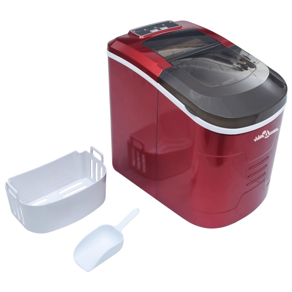 vidaXL Aparat de făcut cuburi de gheață, roșu, 2,4 L, 15 kg/24 h