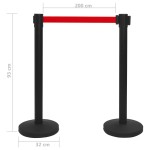vidaXL Stâlp cu bandă, barieră pentru aeroport, negru, oțel vidaXL Stâlp cu bandă, barieră pentru aeroport, negru, oțel