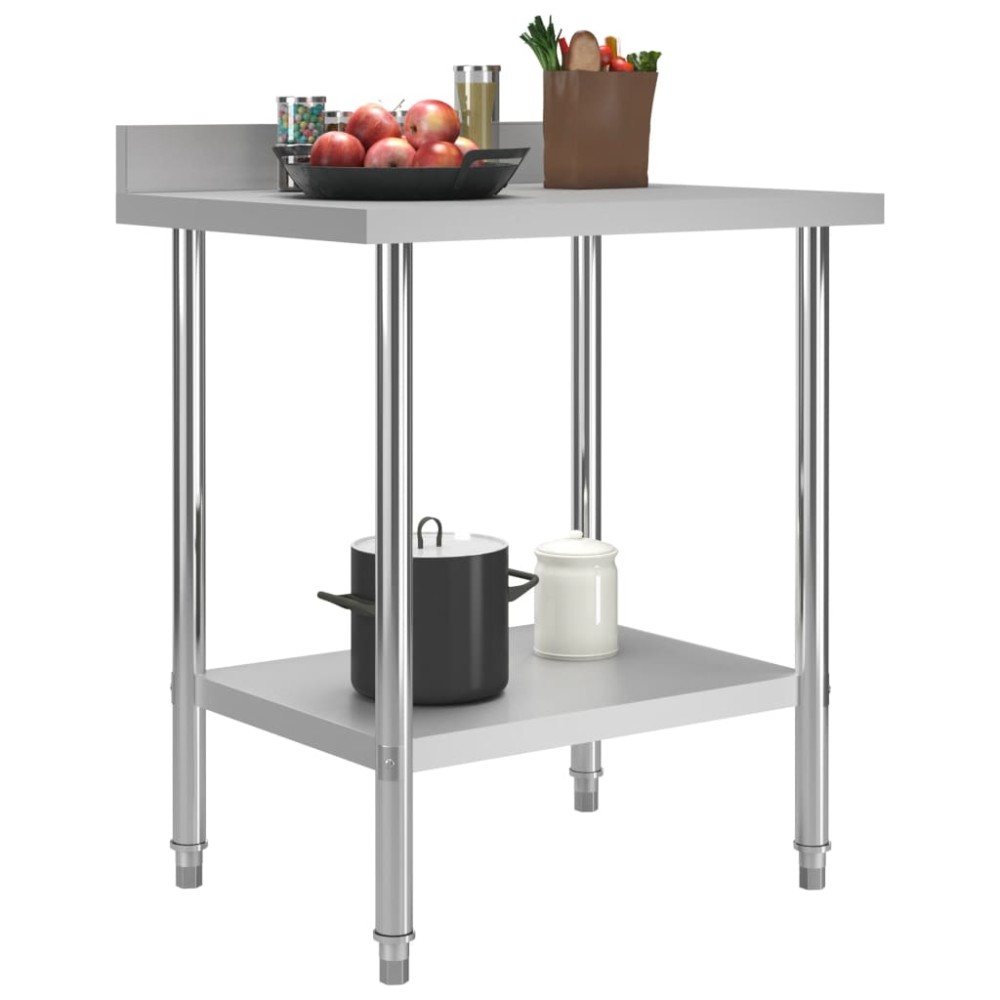 vidaXL Masă de lucru bucătărie bordură antistropire 80x60x93 cm oțel