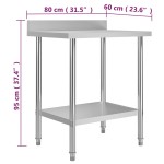 vidaXL Masă de lucru bucătărie bordură antistropire 80x60x93 cm oțel vidaXL Masă de lucru bucătărie bordură antistropire 80x60x93 cm oțel