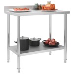 vidaXL Masă de lucru bucătărie cu bordură 100x60x93 cm oțel inoxidabil vidaXL Masă de lucru bucătărie cu bordură 100x60x93 cm oțel inoxidabil