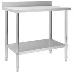 vidaXL Masă de lucru bucătărie cu bordură 100x60x93 cm oțel inoxidabil vidaXL Masă de lucru bucătărie cu bordură 100x60x93 cm oțel inoxidabil