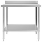 vidaXL Masă de lucru bucătărie cu bordură 100x60x93 cm oțel inoxidabil vidaXL Masă de lucru bucătărie cu bordură 100x60x93 cm oțel inoxidabil