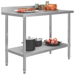 vidaXL Masă de lucru bucătărie bordură antistropire 120x60x93 cm oțel vidaXL Masă de lucru bucătărie bordură antistropire 120x60x93 cm oțel