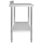 vidaXL Masă de lucru bucătărie bordură antistropire 120x60x93 cm oțel vidaXL Masă de lucru bucătărie bordură antistropire 120x60x93 cm oțel