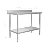 vidaXL Masă de lucru bucătărie bordură antistropire 120x60x93 cm oțel vidaXL Masă de lucru bucătărie bordură antistropire 120x60x93 cm oțel