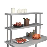 vidaXL Raft masă de lucru cu 2 niveluri, 120x30x65 cm, oțel inoxidabil vidaXL Raft masă de lucru cu 2 niveluri, 120x30x65 cm, oțel inoxidabil