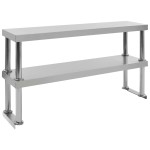 vidaXL Raft masă de lucru cu 2 niveluri, 120x30x65 cm, oțel inoxidabil vidaXL Raft masă de lucru cu 2 niveluri, 120x30x65 cm, oțel inoxidabil