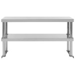 vidaXL Raft masă de lucru cu 2 niveluri, 120x30x65 cm, oțel inoxidabil vidaXL Raft masă de lucru cu 2 niveluri, 120x30x65 cm, oțel inoxidabil