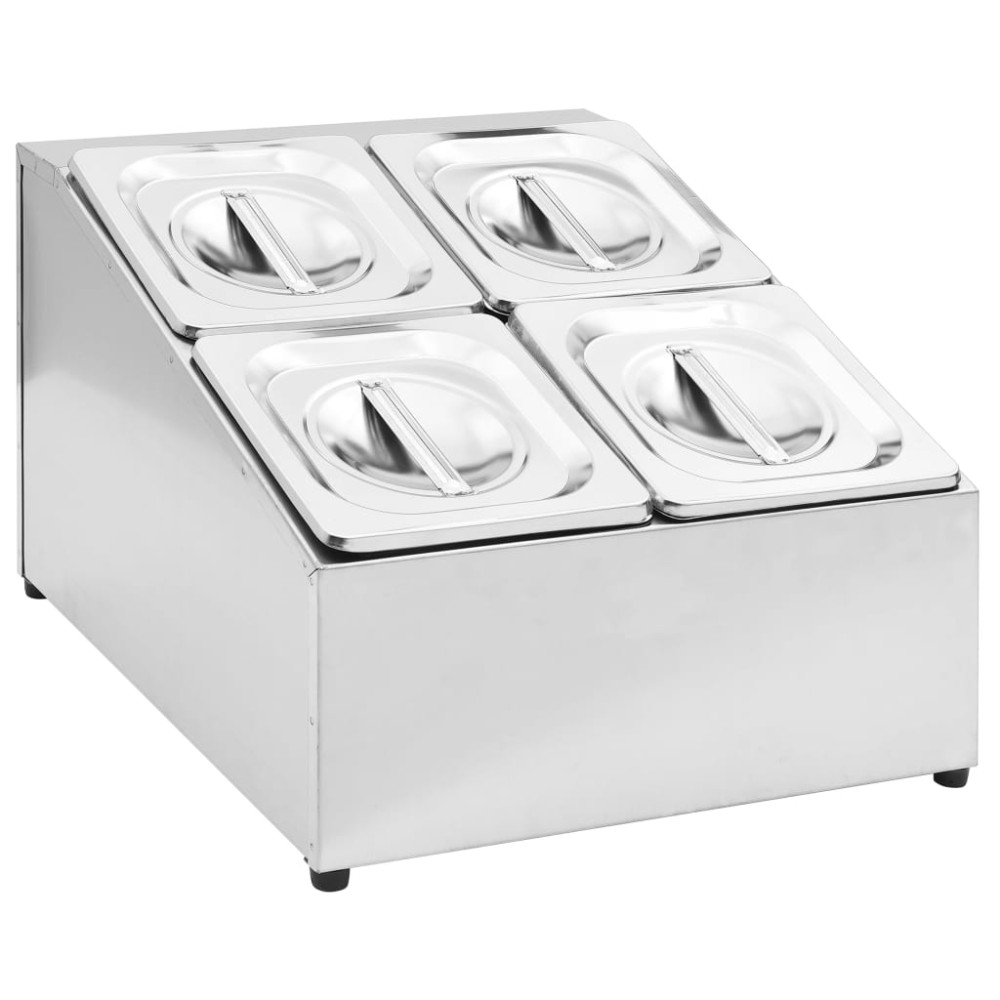 vidaXL Recipient Gastronorm cu 4 secțiuni GN 1/6 oțel inoxidabil