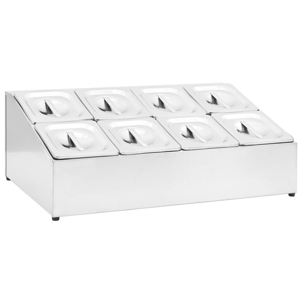 vidaXL Recipient Gastronorm cu 8 secțiuni GN 1/6 oțel inoxidabil