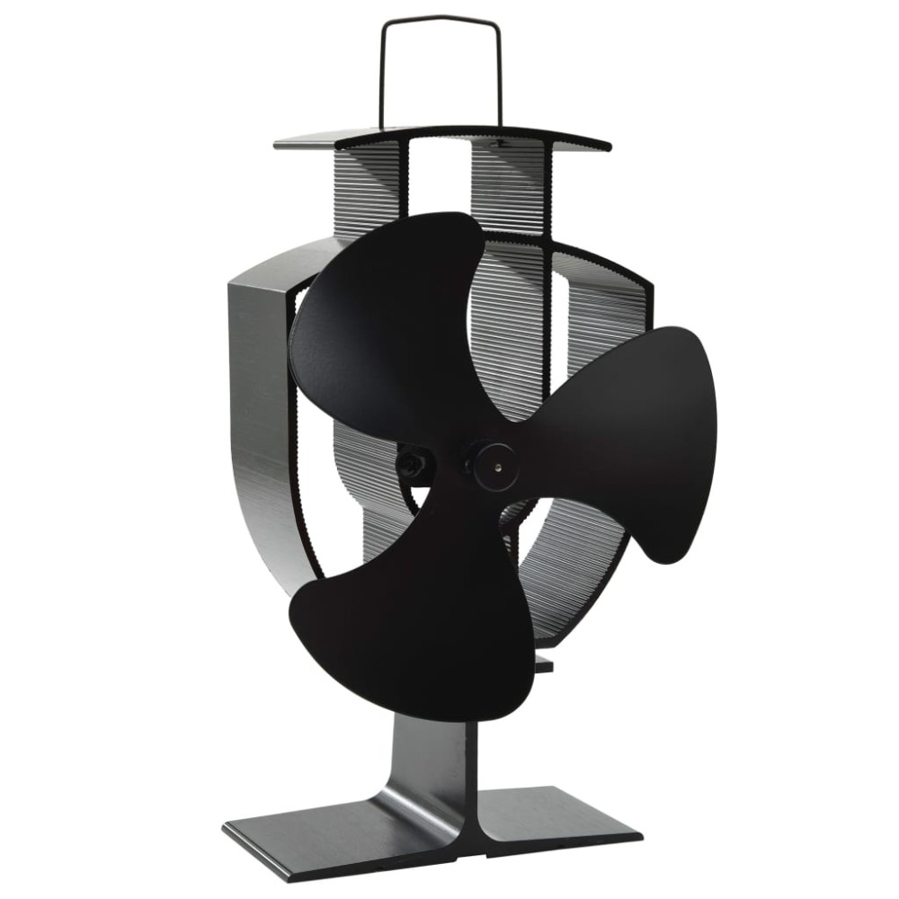 vidaXL Ventilator de sobă cu alimentare termică, 3 palete, negru