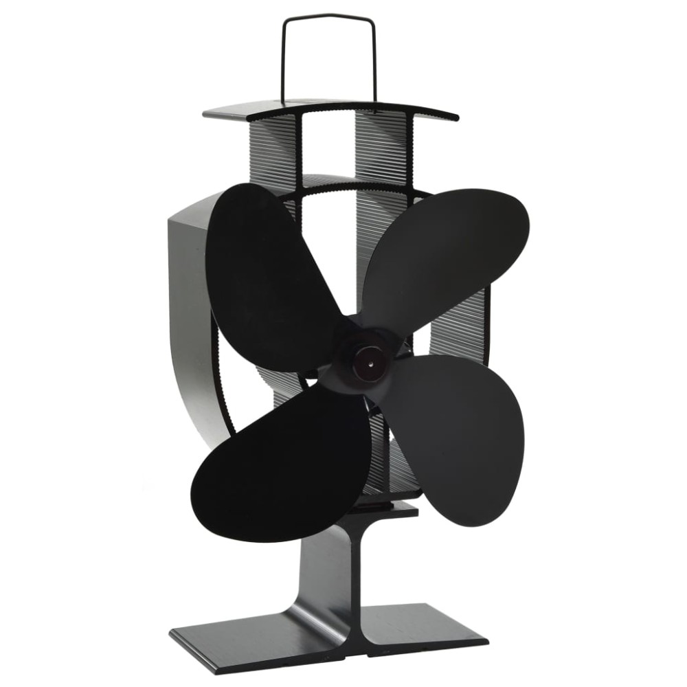vidaXL Ventilator de sobă cu alimentare termică, 4 palete, negru