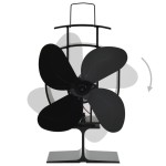 vidaXL Ventilator de sobă cu alimentare termică, 4 palete, negru vidaXL Ventilator de sobă cu alimentare termică, 4 palete, negru