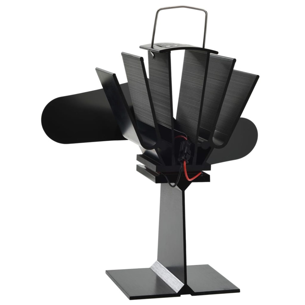 vidaXL Ventilator de sobă cu alimentare termică, 2 palete, negru