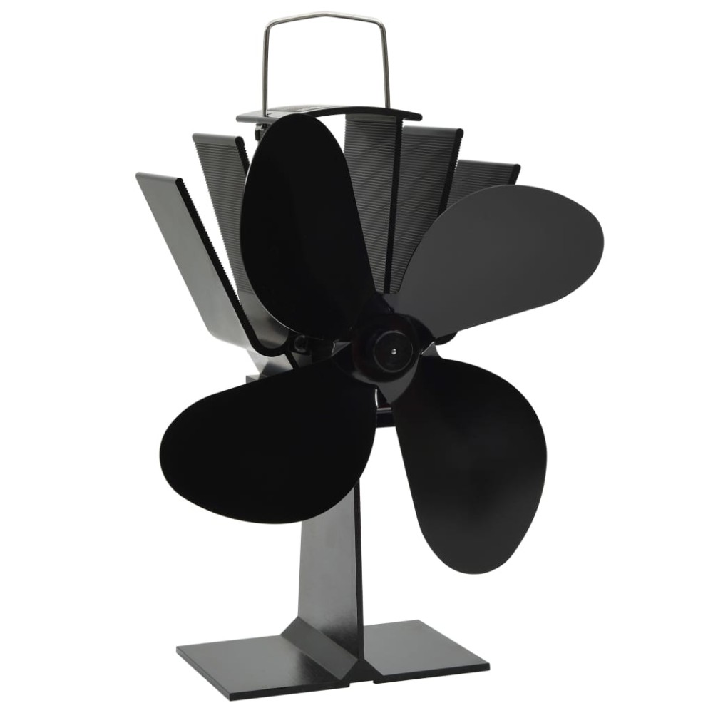 vidaXL Ventilator de sobă cu alimentare termică, 4 palete, negru