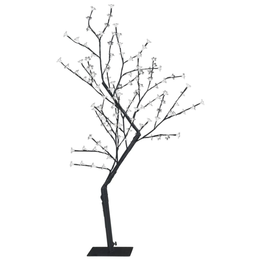 vidaXL Pom de Crăciun, 128 leduri alb cald, flori de cireș, 120 cm
