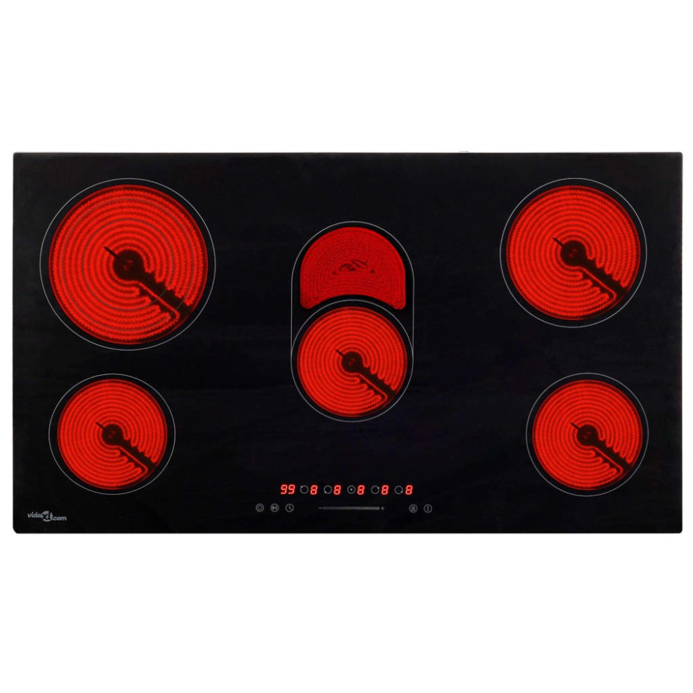 vidaXL Plită ceramică cu 5 arzătoare, control tactil, 77 cm, 8500 W