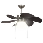 vidaXL Ventilator de tavan cu iluminare, maro închis, 76 cm vidaXL Ventilator de tavan cu iluminare, maro închis, 76 cm