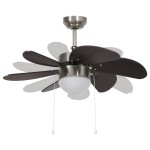 vidaXL Ventilator de tavan cu iluminare, maro închis, 76 cm vidaXL Ventilator de tavan cu iluminare, maro închis, 76 cm