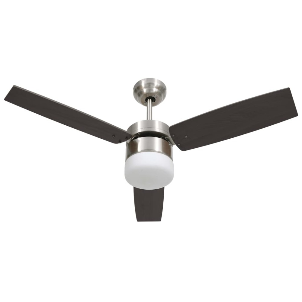 vidaXL Ventilator tavan cu iluminare/telecomandă, maro închis, 108 cm