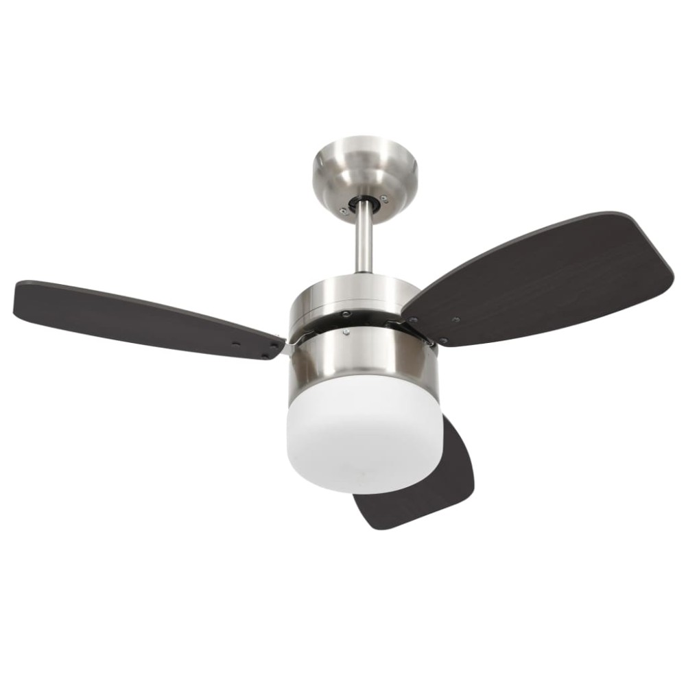 vidaXL Ventilator tavan cu iluminare/telecomandă, maro închis, 76 cm