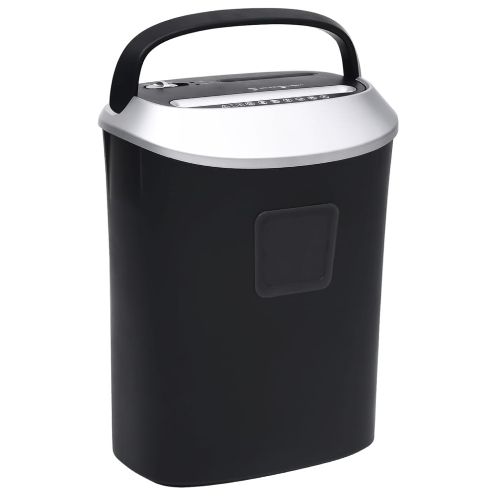 vidaXL Tocător de hârtie, 10 coli, fâșii tăiate transversal, negru