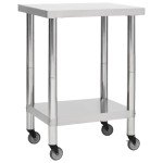 vidaXL Masă de lucru bucătărie cu roți, 60x30x85 cm, oțel inoxidabil vidaXL Masă de lucru bucătărie cu roți, 60x30x85 cm, oțel inoxidabil